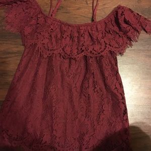 Off the shoulder lace top.